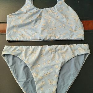 Kitty and Vibe Light Blue Floral Bikini Set